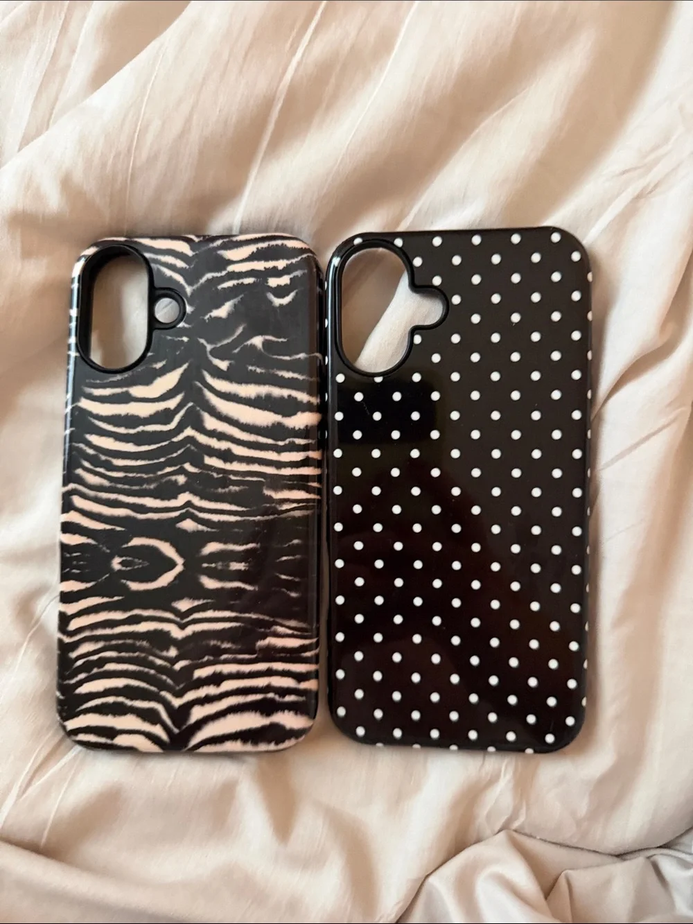IPHONE 16 plus Black & White Zebra and Polka Dot Phone Case Duo